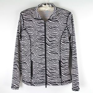 J. McLaughlin Billie White Black Zebra Print Zip Up Performance Jacket S